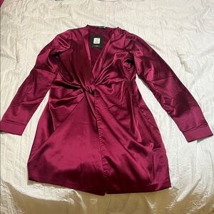 Fashion Nova Sugar Free Burgundy Wrap Dress